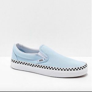 Vans Slip-On Check Foxing Blue & White Skate Shoes